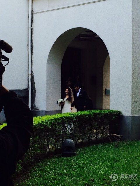张震台北婚礼现场直击 新郎新娘牵手现身(图)