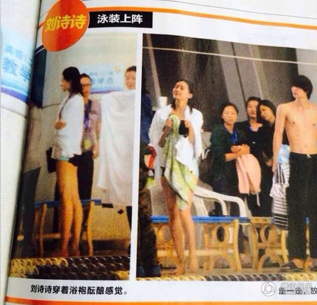 刘诗诗穿清凉泳装现身片场 高挑身材展露无疑