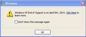 微软XP将从3月8日开始弹窗通知停止技术支持