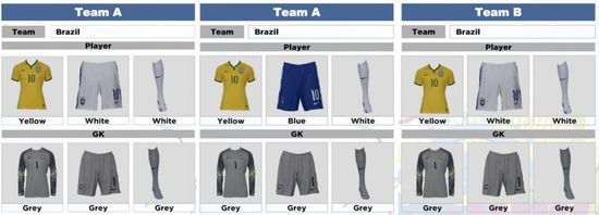 巴西队世界杯小组赛球衣确定