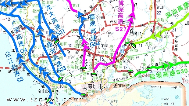 深圳高速公路线路图